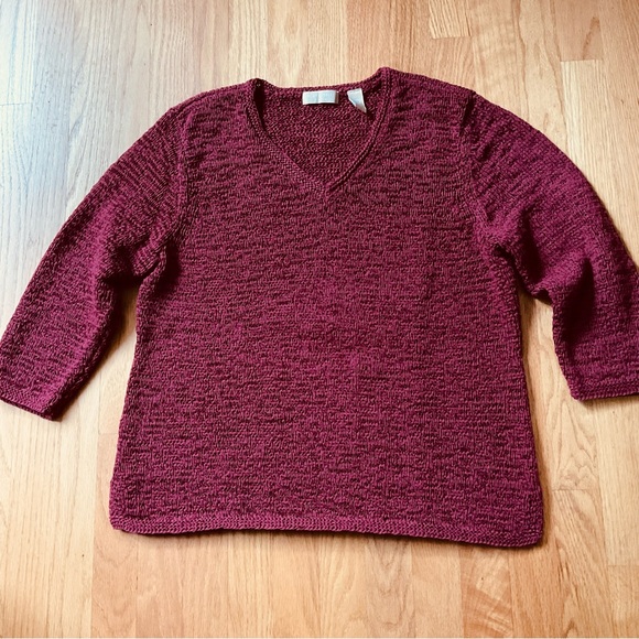 Kate Hill ribbon sweater ⭐️ v-neck⭐️ maroon ⭐️ 20” across ⭐️ - Picture 3 of 6